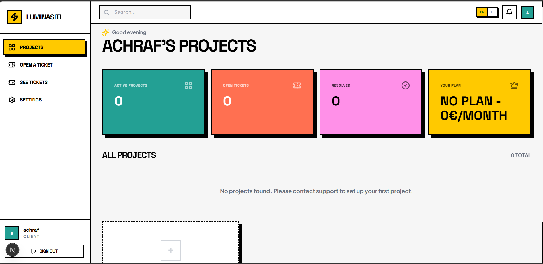 Your central CRM client dashboard.